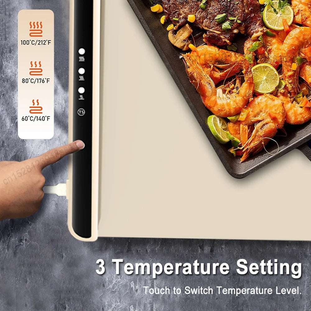 Electric Food Warming Tray Food Warmer Mat Foldable Food Fast Heating Tray With Tem Setting Portable Constant Food Warmer